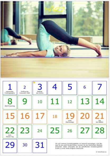 Geburtstagskalender 'Yoga-Übungen' - mit Gedächtnis-Training – Bild 3